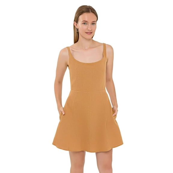 A-Line Spaghetti Strap Mini Dress with Back Cut-Out