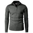 thumbnail image 2 of Mens Casual Slim Fit Knitted Pullover Sweaters Mock-neck Zip up Solid Patterned Long Sleeve (CMOSWL044), 2 of 6