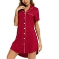thumbnail image 2 of Vividxx Women Pajama Nightgown For Women Short/Long Sleeve Button Down Nightwear Top Boyfriend Sleep Shirts Nightdress Loungewear, 2 of 6
