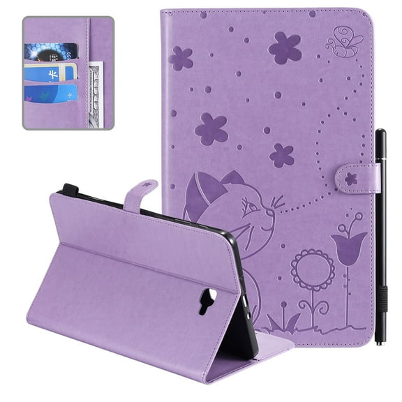 Allytech Galaxy Tab A 10.1" 2016 Released Case SM-T580 (NOT for T510 P580), PU Leather Shockproof Folio Flip Cover Full Protection TPU Back Cover Case for Samsung Galaxy Tab A 10.1" 2016, Purple