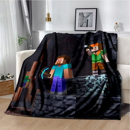 Soft and Warm M-Minecraft Blanket Featuring My World Sandbox Game Characters 3D Print Fleece Throw Blanket
