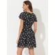 thumbnail image 4 of Vestido de Gasa Allegra K con cuello En V y Manga con Volantes Florales para Mujer negro S, 4 of 6