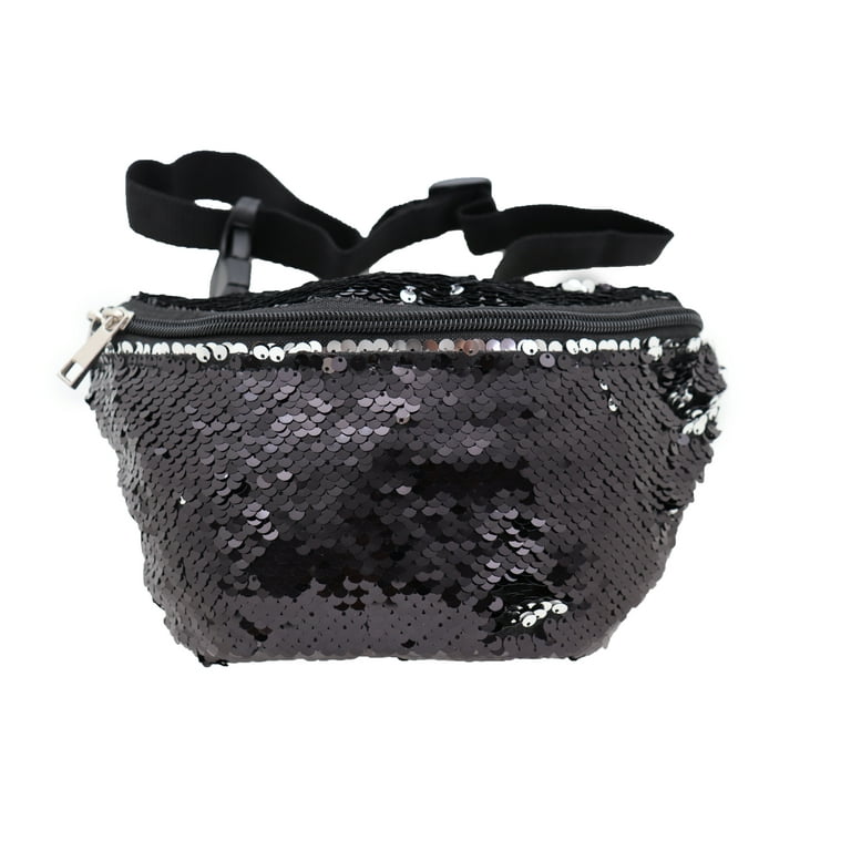 Black sequin bumbag top