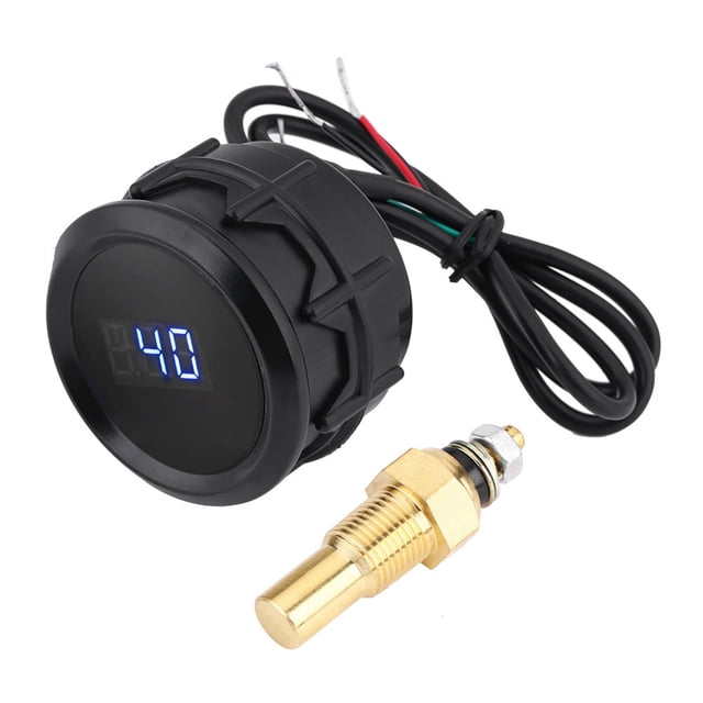 Kit de medidor de temperatura de agua digital para coche, 2 pulgadas, 52 mm, LED azul, con sensor de temperatura, color negro