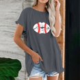 thumbnail image 2 of Blusa de manga corta con estampado de béisbol y cuello redondo de algodón y cáñamo para mujer OAVQHLG3B Store  lin121212, 2 of 5