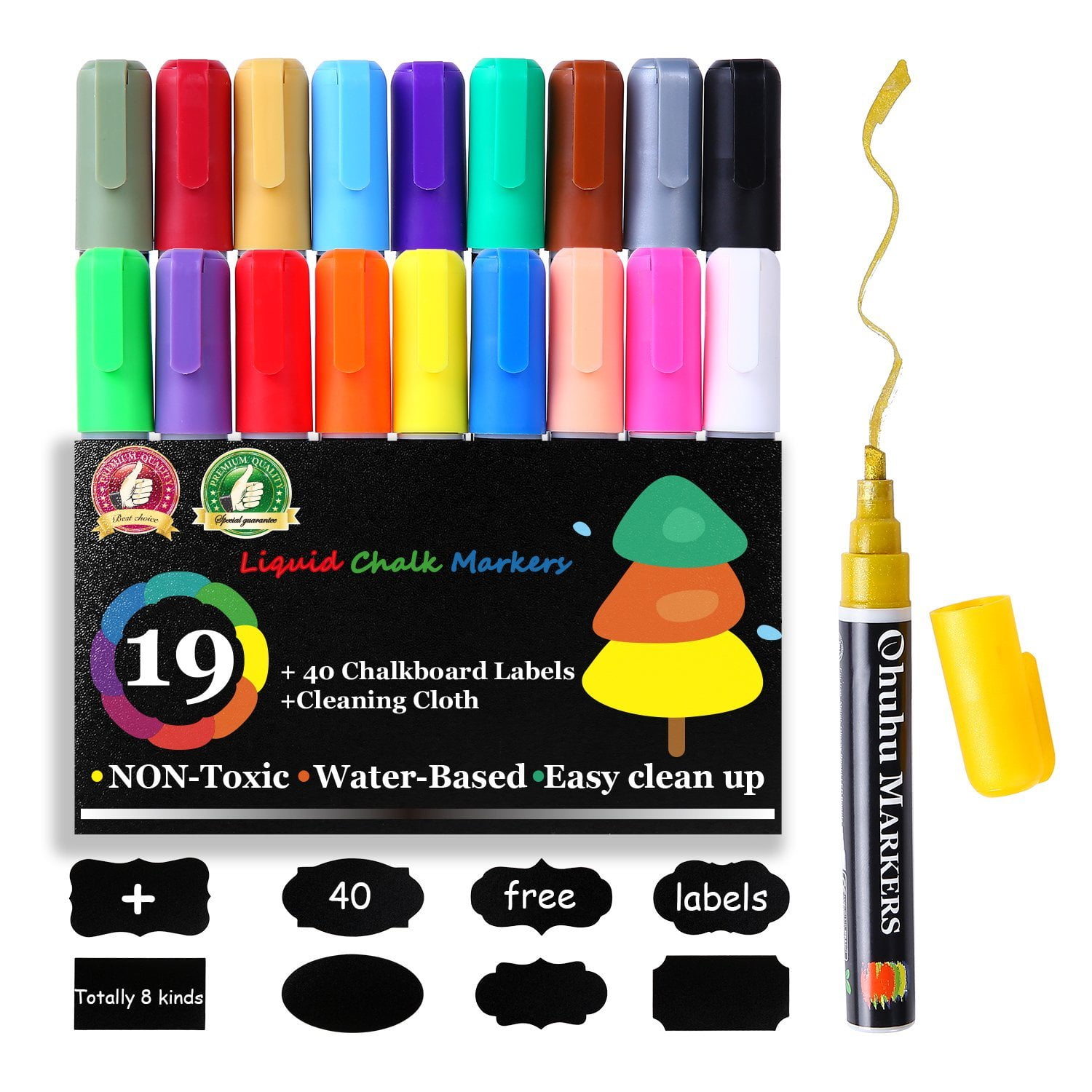 19 Pack Dry Erase Markers Liquid Chalk Markers Pens with Erasable Ink