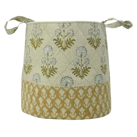 Hand Block Printed Pure Linen Basket,small medium and large size of basket
