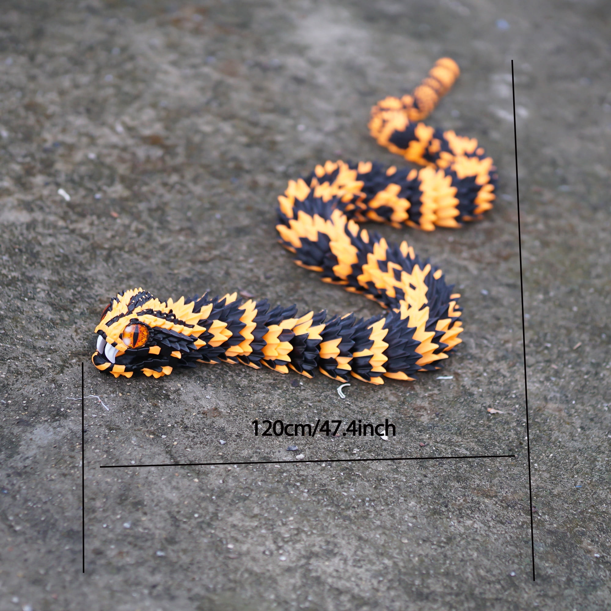 47.5inch 3D Printed snake,Flexible Joint Animal lacertid Figurines,Realistic Eyes, Home Office Decor,Fidget Toy for Adults Teens Boy Festival Gifts
