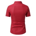 thumbnail image 4 of Zylarhe Mens Summer Shirts, Men Dark Check Casual Short Sleeved Shirt Loose Youth Summer Button Down Red S, 4 of 4