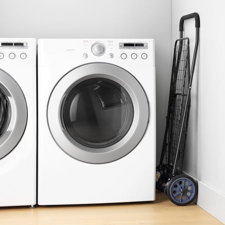 Mainstays Metal 1 Compartment Rolling Metal Shopping / Utility Cart - Black