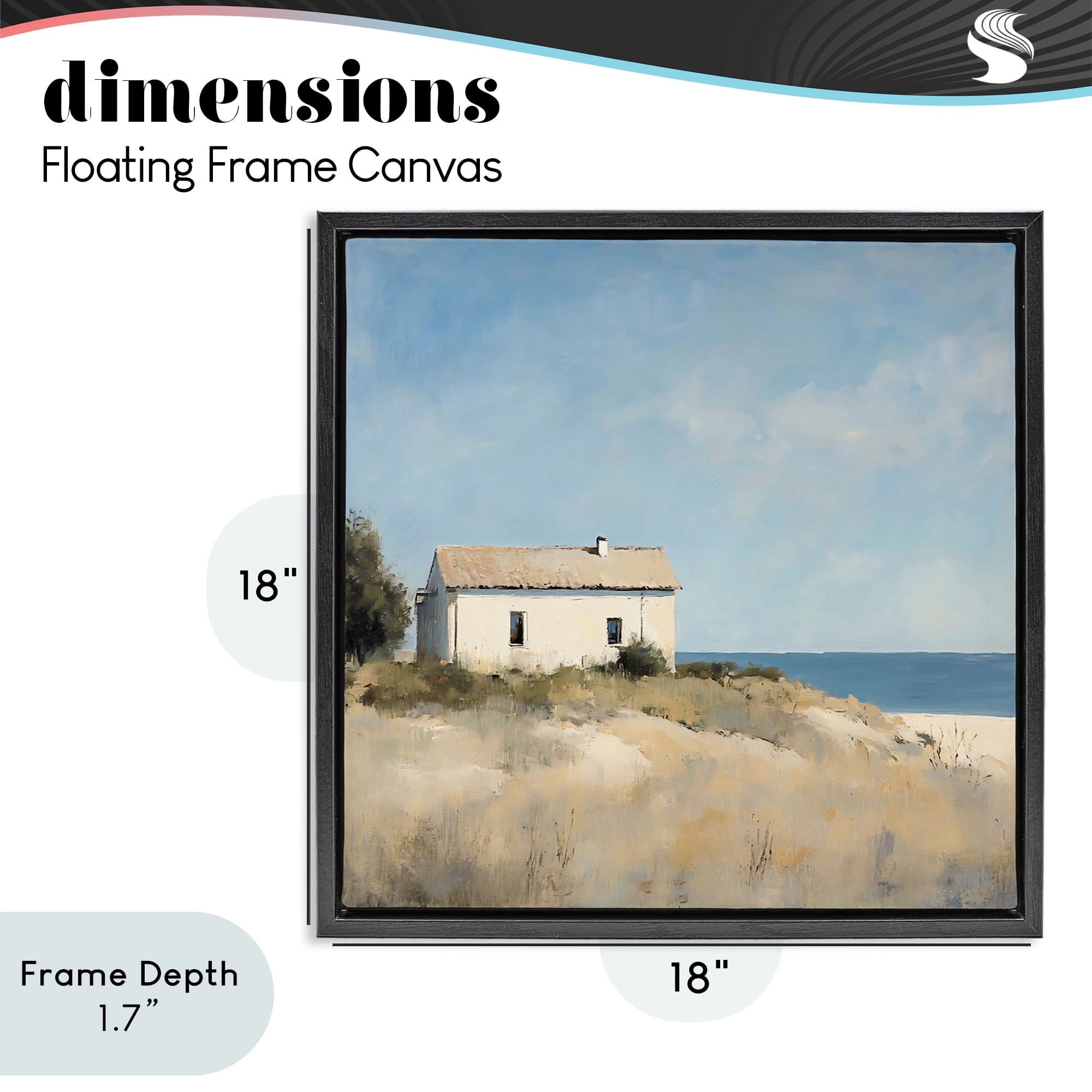 Stupell Industries Simple Beach House on Dunes Black Framed Floater Canvas Wall Art, design by Creative Studio