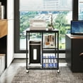 thumbnail image 3 of CQAOE Printer Stand with Storage Shelf, Mobile Printer Table with Wheels, CPU Rack, Office Utility Cart for Home Office, 2-Tier Computer Trolley, Space-Saving Office Storage Organizer (Black), 3 of 7