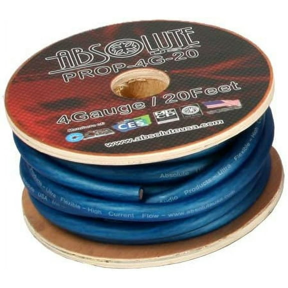 Absolute PROP0G20BL Pro Series 20 Feet 1/0 Gauge Blue Ultra Flexible Power/Ground Battery Amp 12V Cable Wire for Auto, Car, Inverter, RV, Solar, Marine, Trucks