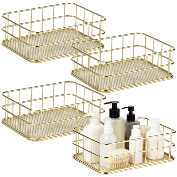 4 Pcs Small Metal Basket, Wire Mesh Storage Bin Set for Organizing, Open Design Versatile Storage Basket for Cosmetics, Snacks, Sundries, 6.7 x 4.7 x 2.4 in