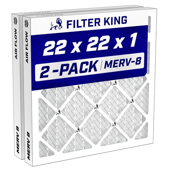 Filter King 22x22x1 Air Filter MERV 8, AC Furnace Filters (2-Pack)