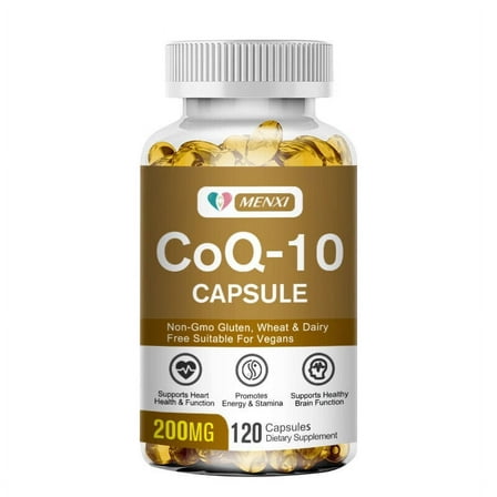MENXI Coenzyme Q10 200mg,Antioxidant for Heart Health & Energy Production, Coenzyme Q10 Vitamins and Supplements,For Heart, Brain, Immunity & Liver Support - 120 Capsules