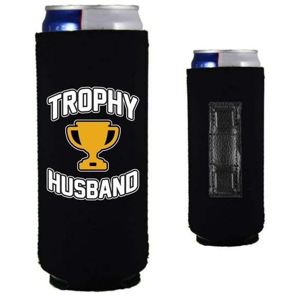 Trophy Husband Magnetic Slim Can Coolie (Black)