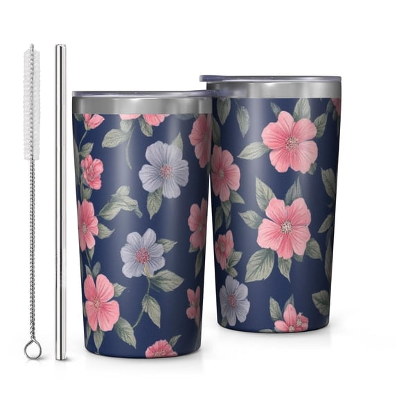 Pioneer Flower 10oz Tumblers Stainless Steel Tumbler with Lid and Straw,Vacuum Insulated Double Wall Travel Tumbler Cups with Cleaning Brush for Coffee, Tea