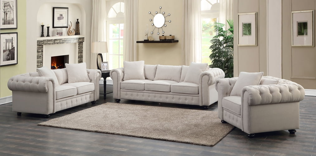 Savoy Beige Linen Fabric Sofa