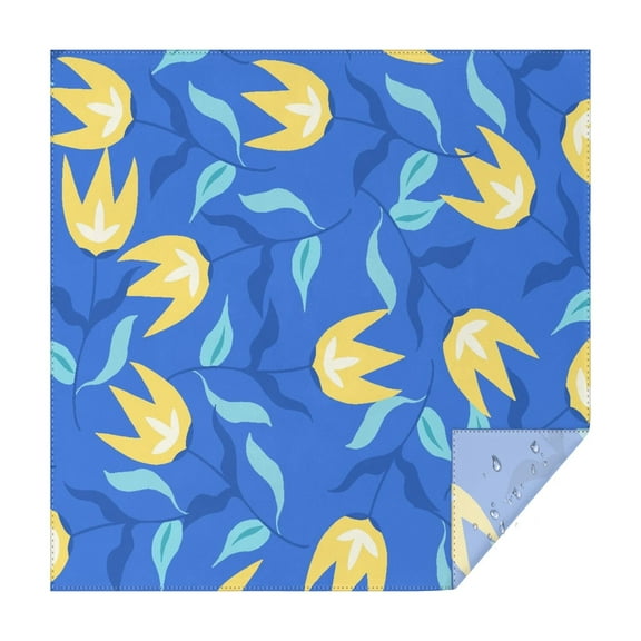 Square Waterproof Tablecloth Yellow Tulip Reusable Indoor/Outdoor Durable Table Cover 70 Inch X70 Inch