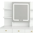 thumbnail image 4 of Dextrus Vanity Desk Set with Light Mirror & Power Outlet, Makeup Table with 3 Drawers, Adjustable Cabinet/Makeup Vanity Stool for Women, Girls - White, 4 of 10