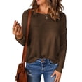 thumbnail image 1 of Innerwin Sweater Solid Color Ladies Jumper Tops Chic Long Sleeve Casual Knitted Sweaters Dark Brown L, 1 of 3