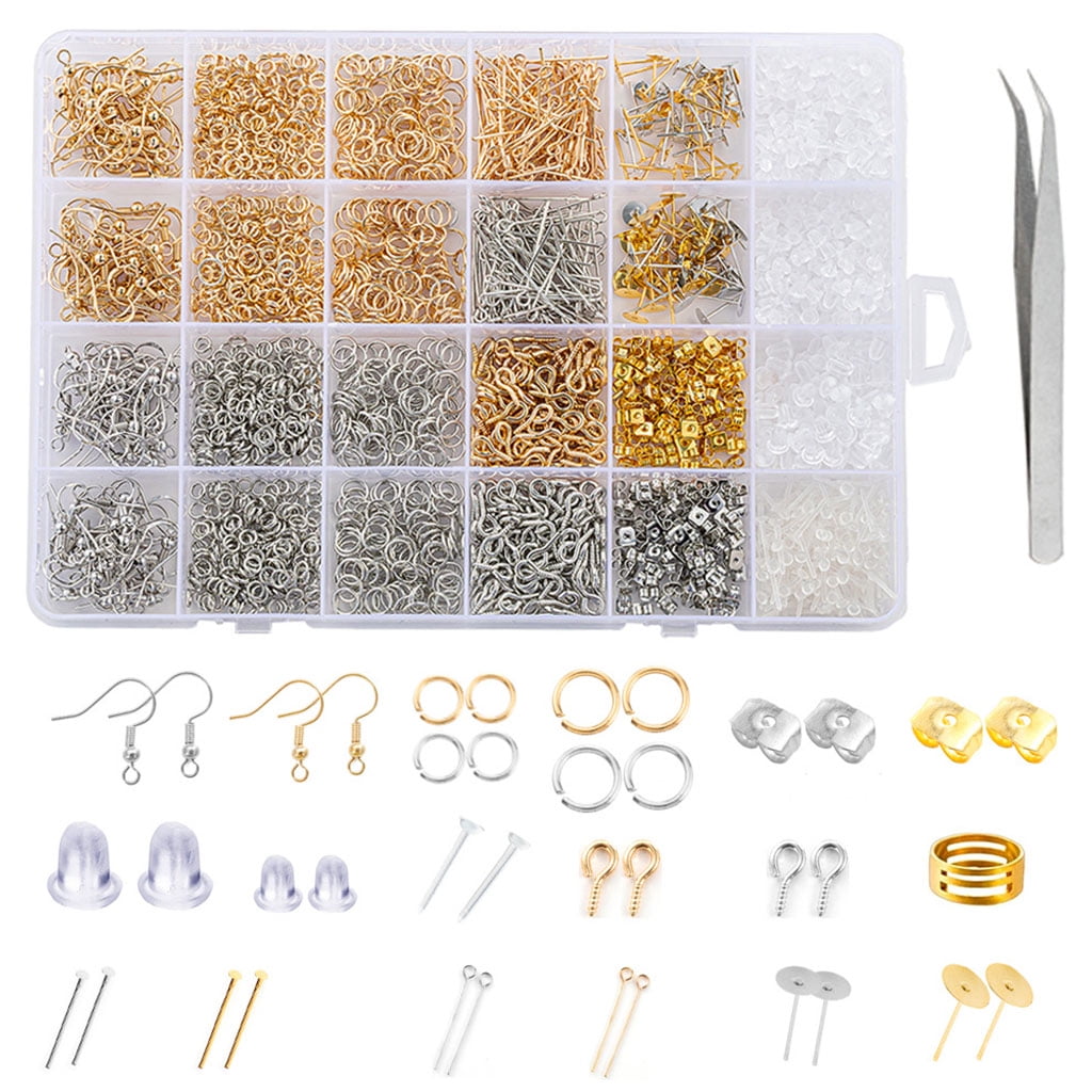 Cludoo Earring Making Kit Supplies, 2393Pcs Hypoallergenic Earring Hooks for Jewelry Making with Jump Rings, Earring Hooks Posts Backs, Earrings