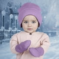 thumbnail image 5 of UngA Baby Beanie Hat Gloves Set Winter Warm Knit Hat with Glvoes,Toddler Soft Beanie for Little Boys Little Girls Children (Purple,3-24 Months), 5 of 6