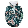 thumbnail image 2 of Little Boys Girls Kids Hooded Unisex Sweatshirt 3D Ocean Animals Printed Pullover Hoodie For Girls Boys With Pocket 3-4T, 2 of 3