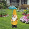thumbnail image 3 of Estatuilla de jardín de resina-Gnomo de Navidad con impermeable amarillo con luces LED solares, decoración festiva al aire libre para Patio césped Soledad estatua de gnomo, 3 of 8