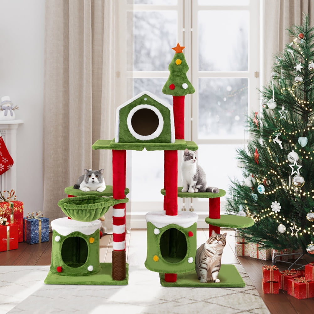 Yardi Yarda 58 Inch Tall Cat Tree Tower Multi-level Pet Climbing and Jumping Tower Furniture with Condos