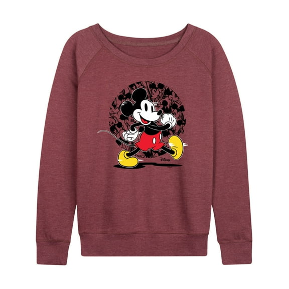 Disney - Mickey & Friends - All Faces of Mickey - Glitch - Women's Lightweight French Terry Long Sleeve Shirt