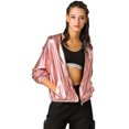 thumbnail image 1 of INSPIRE CHIC Women's Shiny Long Sleeve Zipper Hooded Metallic Jacket, 1 of 6