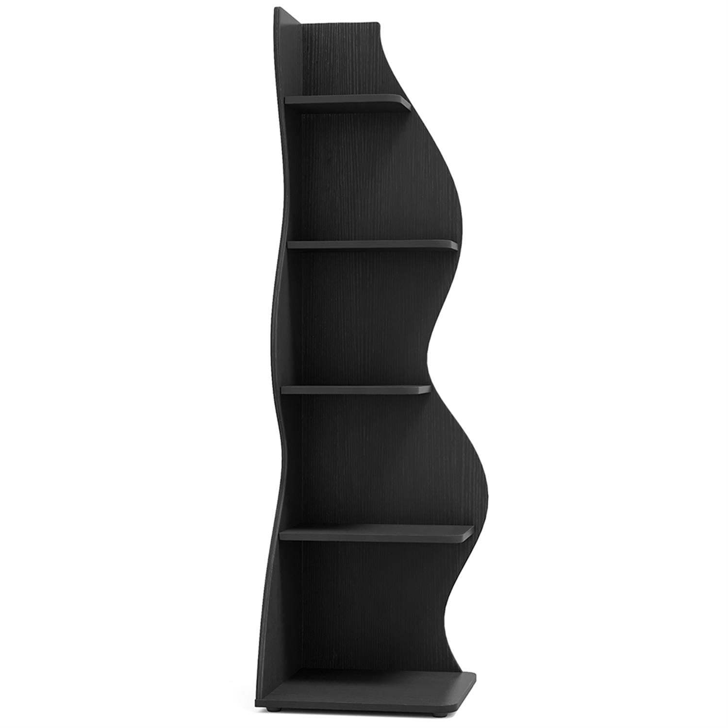Demi Bonn 5-Tier Corner Bookcase, Wood Bookshelf Storage Organizer, 70" Tall Display Standing Shelf Unit for Bedroom, Living Room, Black