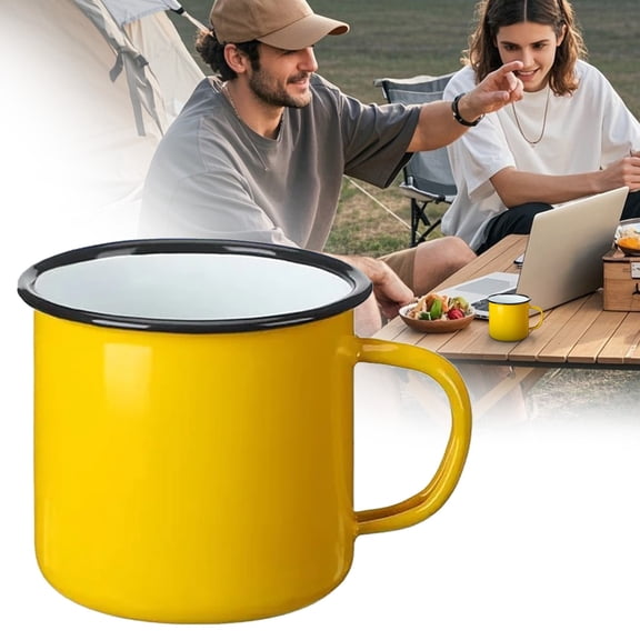1x Enamel Mug,Vintage Metal Cups for Home Office Party Supplies,Camping Mug,Rust-Proof Enamelware,Espresso Coffee Household Water Cup,Thickened Portable Heat Resistant Coffee Tea Cups Travel,E,3.2"