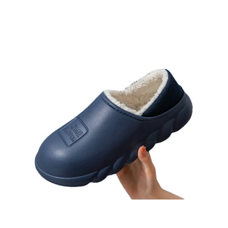 

Zodanni Women Anti-Slip Winter Slipper Daily Lightweight Slip On Moccasin Slippers Warm Comfort Waterproof Home Shoes Dark Blue 7.5