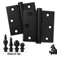 thumbnail image 2 of Embassy 3” x 3” Ball Bearing Door Hinge Heavy Duty Hinges Matte Black with Steeple Tips, 2 of 9