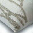 thumbnail image 2 of The HomeCentric Decorative Pillow Case Covers With Zipper, White Pillow Cover For Couch Pack of 2, 16x16 inch (40x40 cm) Silk Decorative Pillowcase, Nature & Floral, Crystals, Beaded, - Silver Willow, 2 of 3