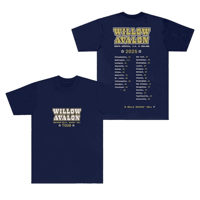 Willow Avalon Southern Belle Raisin Hell Tour 2025 T-Shirts Manches Courtes Unisexe Col Rond