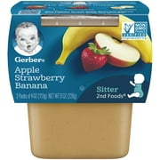 (4 pack) (4 Pack) Gerber 2nd Foods Apple Strawberry Banana Baby Food, 4 oz. Tubs, 2 Count
