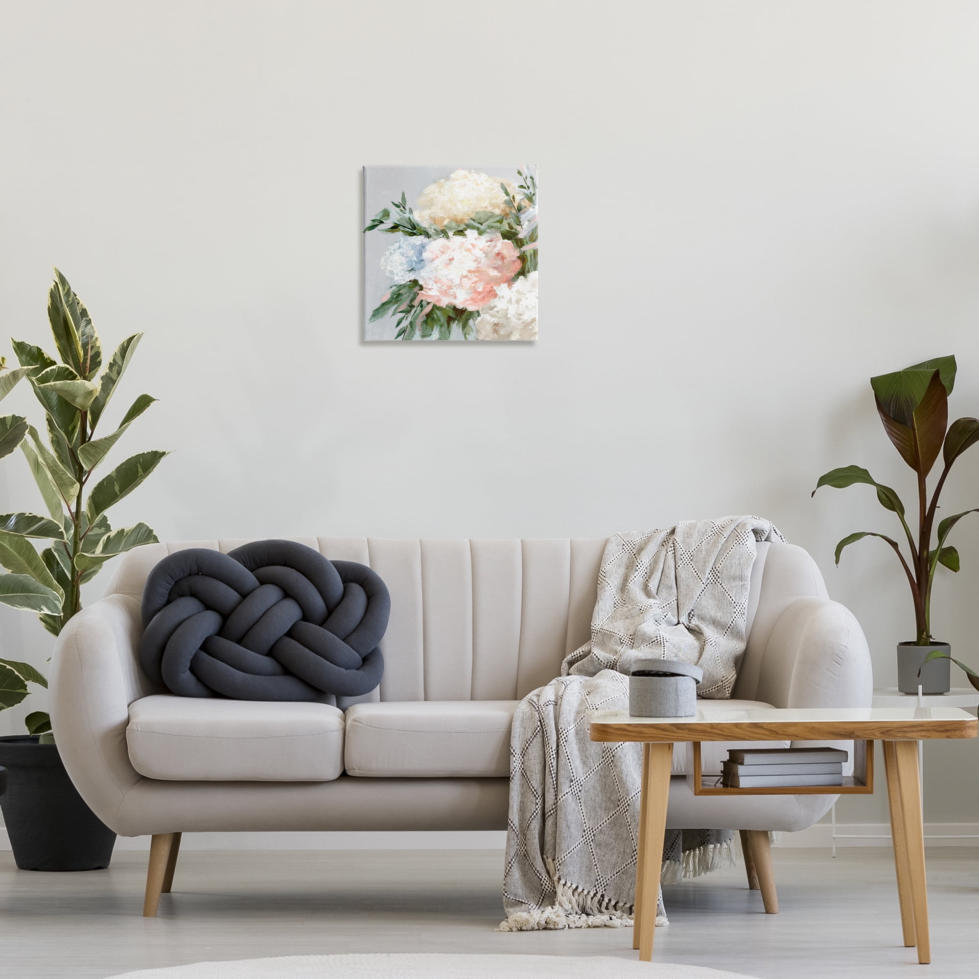 Stupell Industries Pastel Hydrangea Blossoms Plants & Flowers Painting Wrapped Canvas Art Print Wall Art, 17 x 17