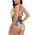 thumbnail image 4 of Rateoe Colorful Fishing Boats Pattern Women One Piece Swimsuits Tummy Control One Shoulder Bathing Suits Ruffle Swimwear-XX-Large, 4 of 6