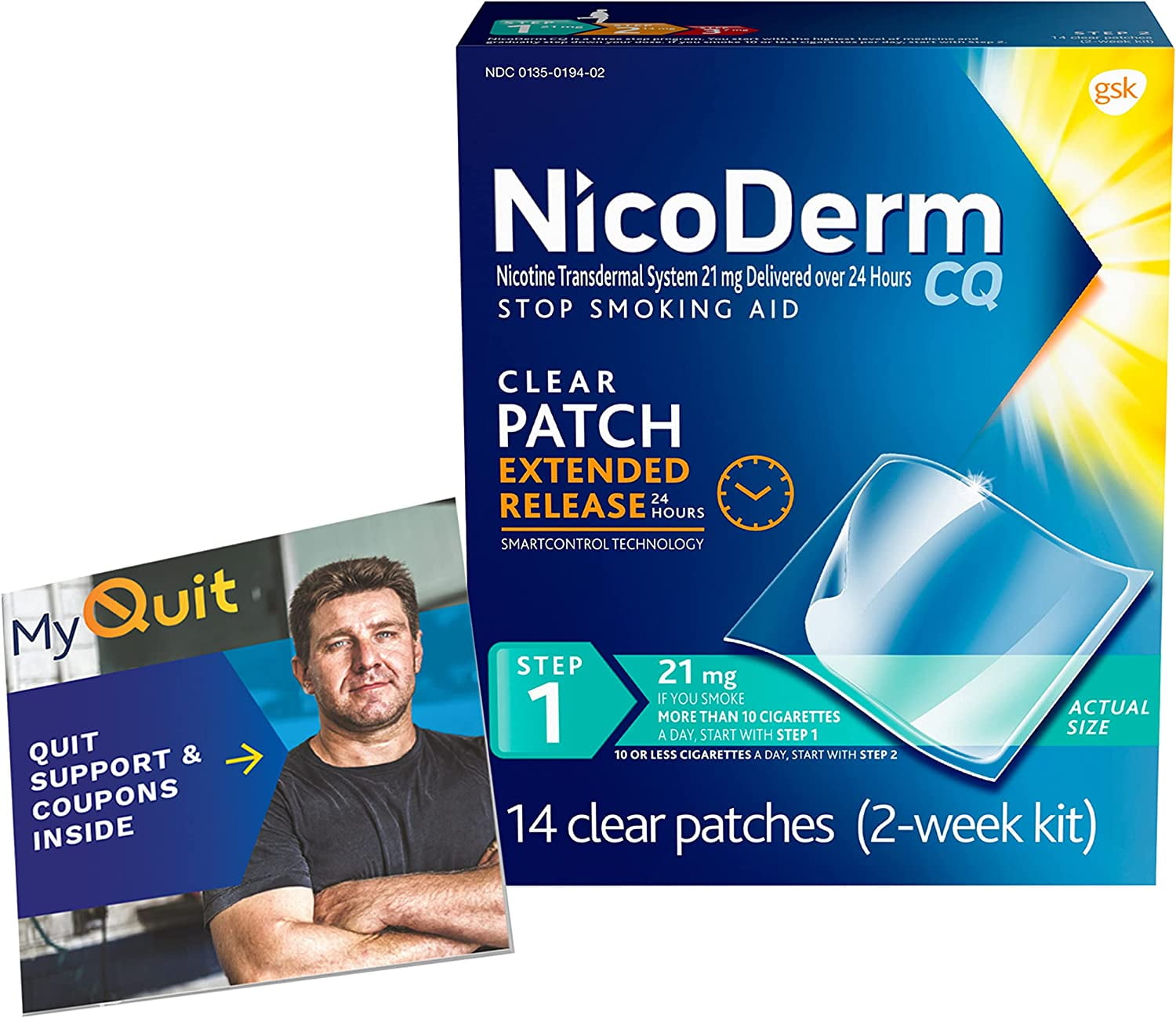 NicoDerm CQ 21 mg Step 1 Nicotine Patches to Help Quit Smoking with
