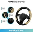 thumbnail image 6 of Leather Steering Wheel Cover - Made with PVC Leather - Anti-Slip, Universal Fit 14 1/2 inches to 15 inches - Beige, 6 of 16