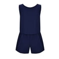 thumbnail image 4 of Riforla Women's Fashionable Casual Two Piece Set Sleeveless Solid Color Loose High Waist Shorts Short sets Navy XXL, 4 of 5
