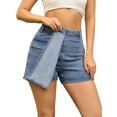 thumbnail image 4 of INSPIRE CHIC Women's Denim Shorts Cargo Faux Wrap High Waisted Jean Mini Shorts 2XL Blue, 4 of 6