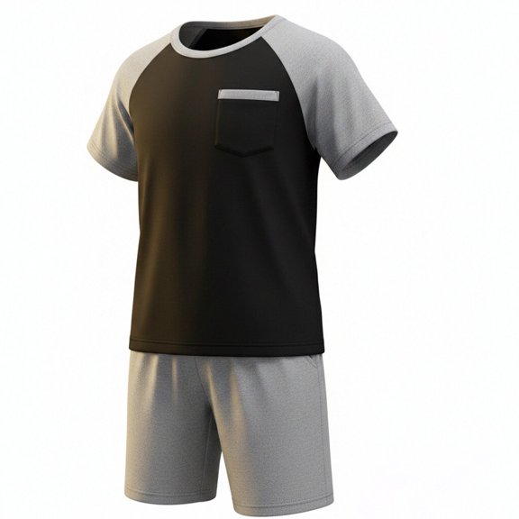 Angala 2 Piece Outfits For Girls Crew Neck Short Sleeve Colorblock T Shirt With Active Shorts Set Girls Fall Season Wear Clothes