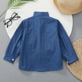 thumbnail image 5 of Kiijoy Toddler Boys Solid Long Sleeve Shirt Casual Neck Button Down Pocket Shirt, 5 of 5