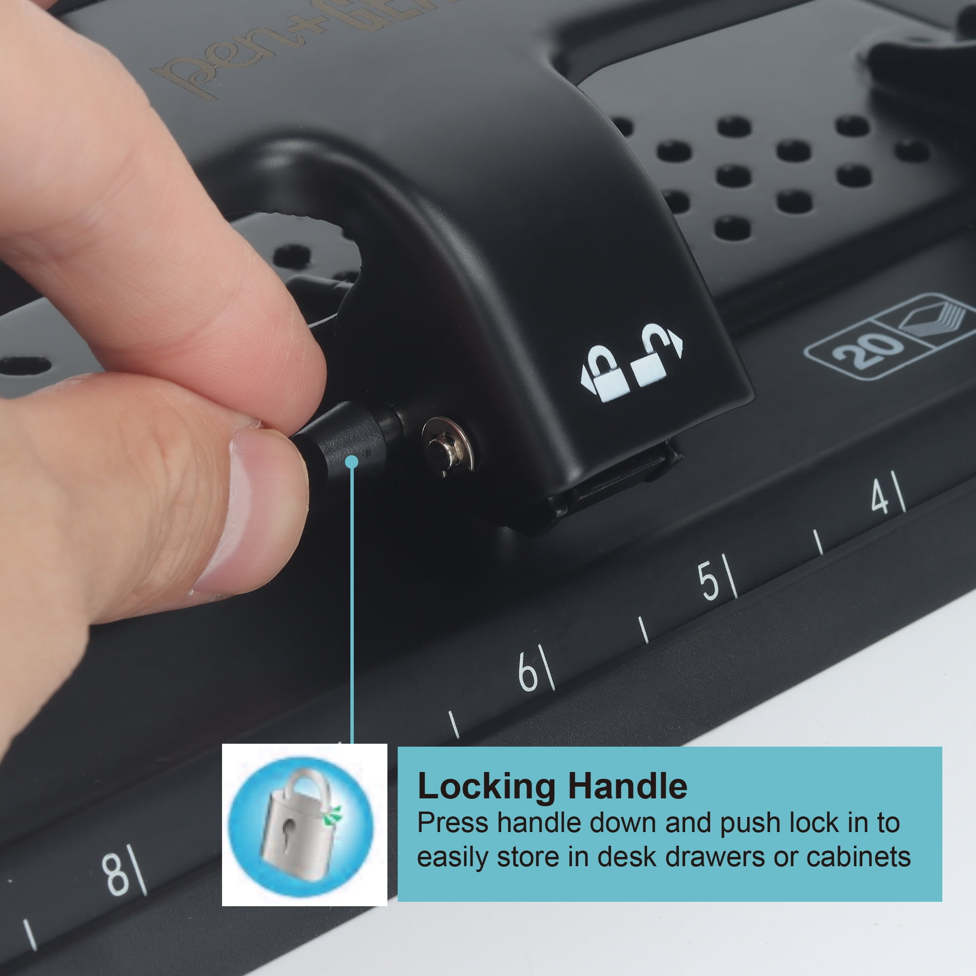 Pen + Gear 3 Hole Punch, 20-Sheet Capacity, for Classroom, Office, White+Black
