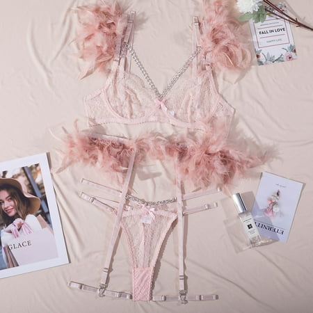 Feather Match Sets Split Bra Set Detachable Sexy Lace Sexy Lingerie